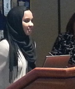 East Lansing Senior Juwahir Mohamud addresses the Rotary CLub