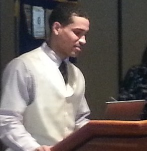 High School Senior Kenneth Williams addresses the Rotary Club
